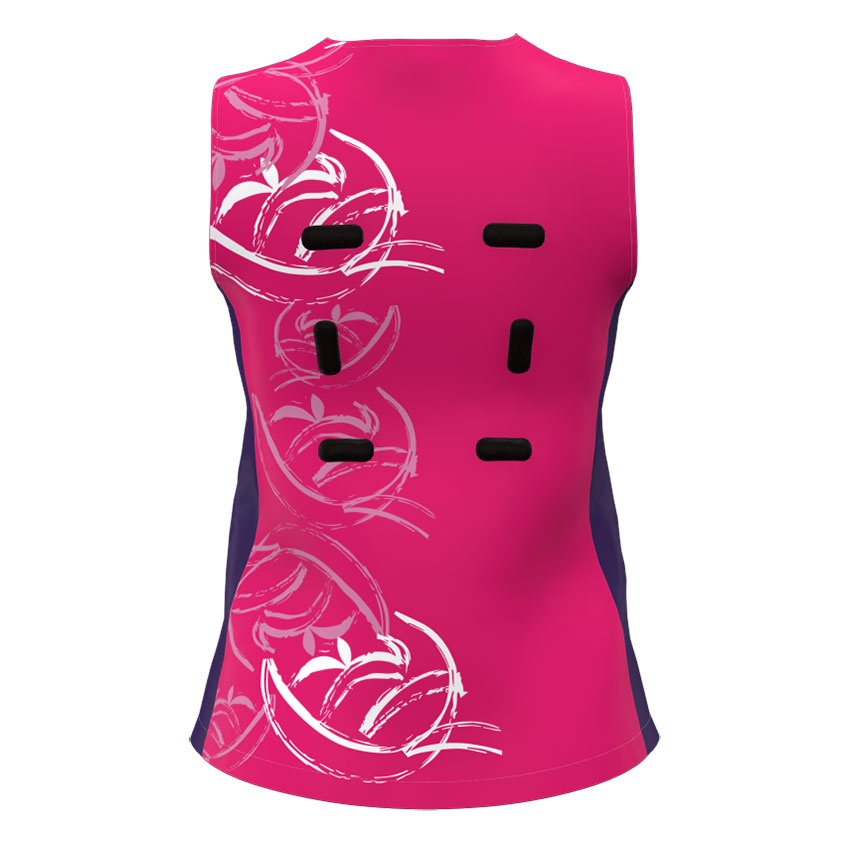Custom netball team uniform top showing traditional full back design